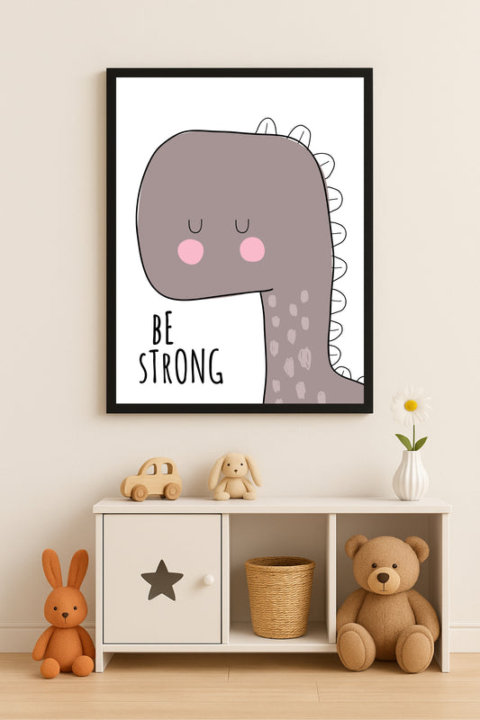 Brave Dino Wall Frame – Adorable Motivational Art for Kids’ Room 🦕💪