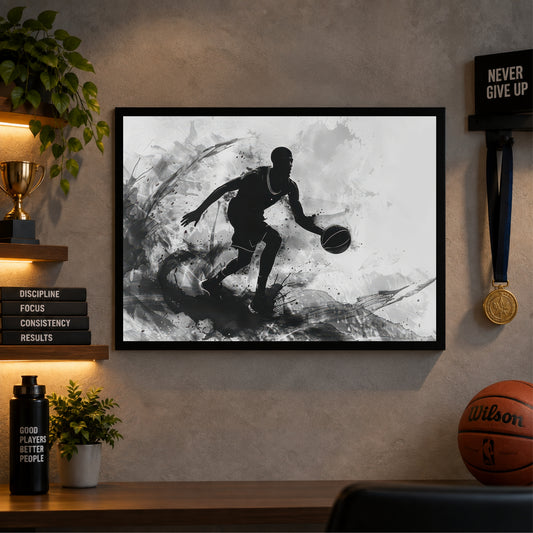 Basketball Wall Art | Framed Basketball Player Artwork | Sports & Motivation Décor