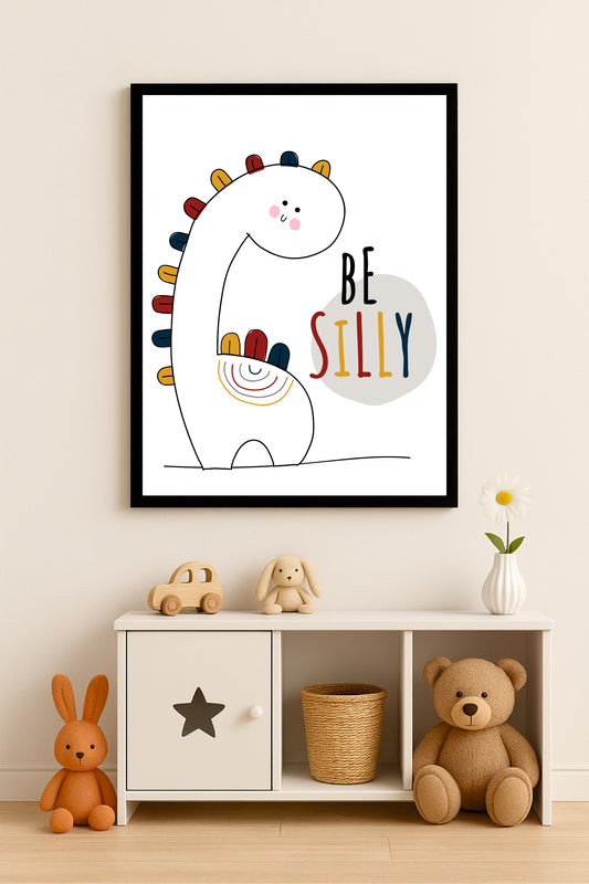 Dino Fun Wall Frame – Be Silly, Be Happy! 🦕🎨