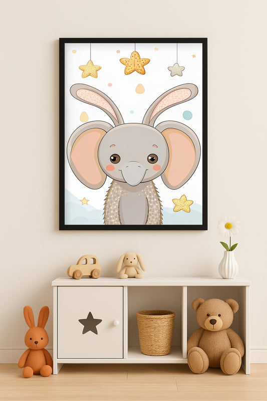 Ellie Elephant Wall Frame – Sweet Animal Art for Kids’ Room Décor 🐘💫