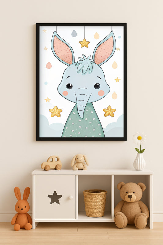 Benny Blue Donkey Wall Frame – Adorable Animal Art for Kids’ Room Décor 🐴💙