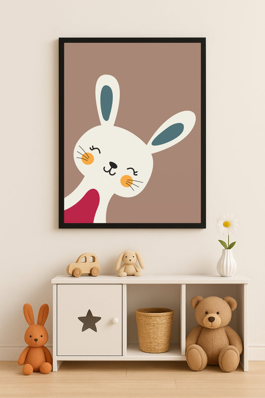 Peek-A-Bunny Wall Frame – Cute Rabbit Art for Kids’ Room Décor 🐰🌼