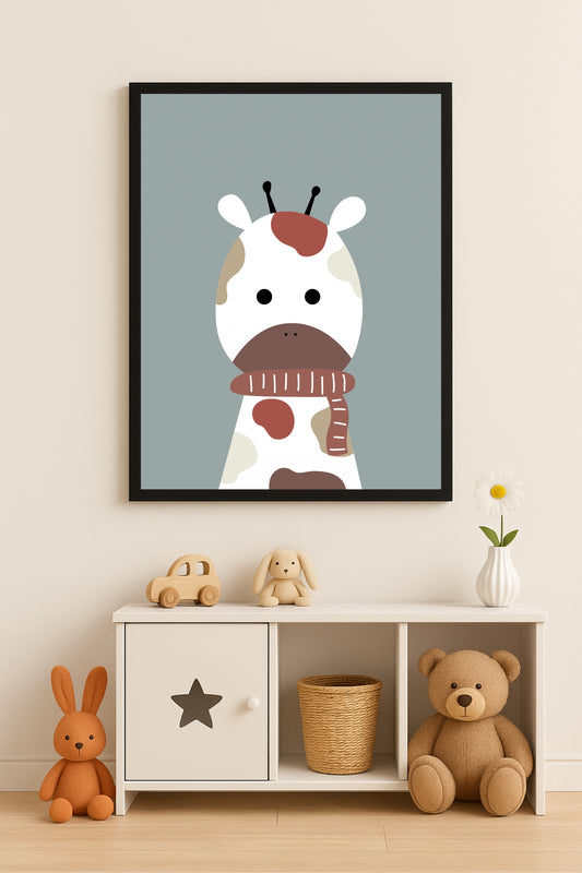 Winter Giraffe Wall Frame – Cozy Cute Animal Art for Kids’ Room Décor 🦒❄️