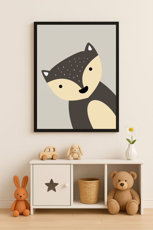 Fuzzy Fox Wall Frame – Cute Animal Art for Kids’ Room Décor 🦊🤎