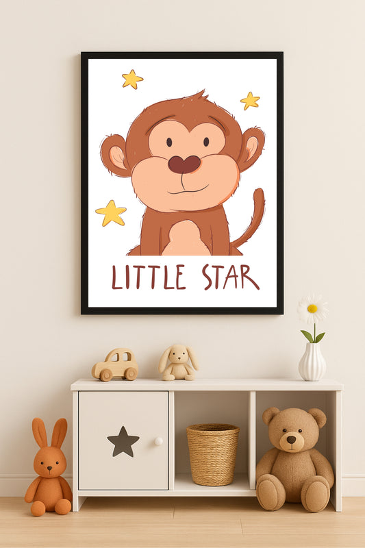 Little Star Monkey Wall Frame – Cute Animal Art for Kids’ Room Décor 🐵⭐
