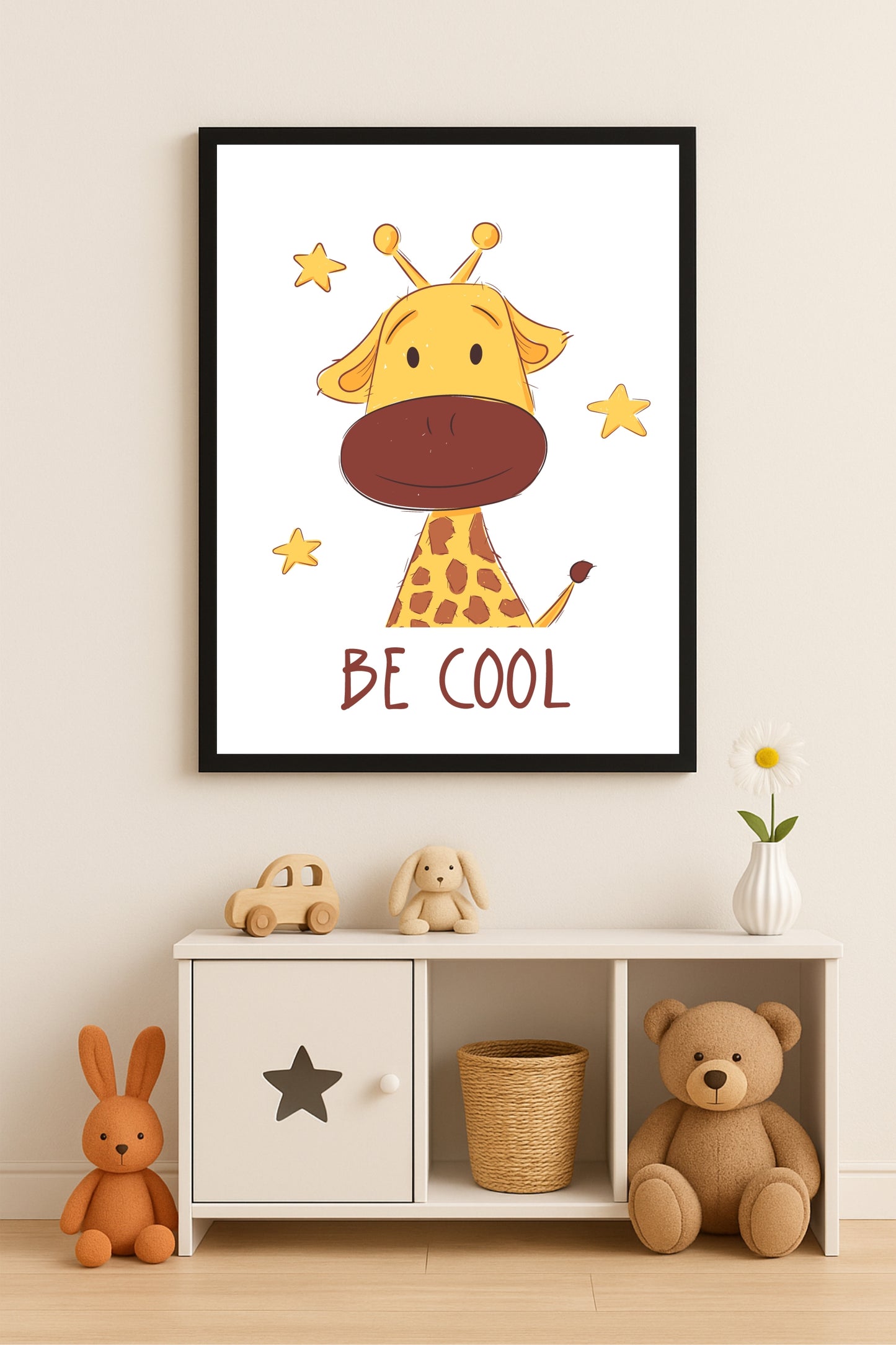 Be Cool Giraffe Wall Frame – Cute Animal Art for Kids’ Room Décor 🦒⭐