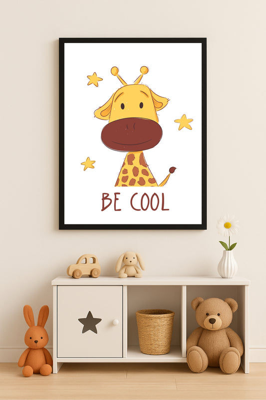 Be Cool Giraffe Wall Frame – Cute Animal Art for Kids’ Room Décor 🦒⭐