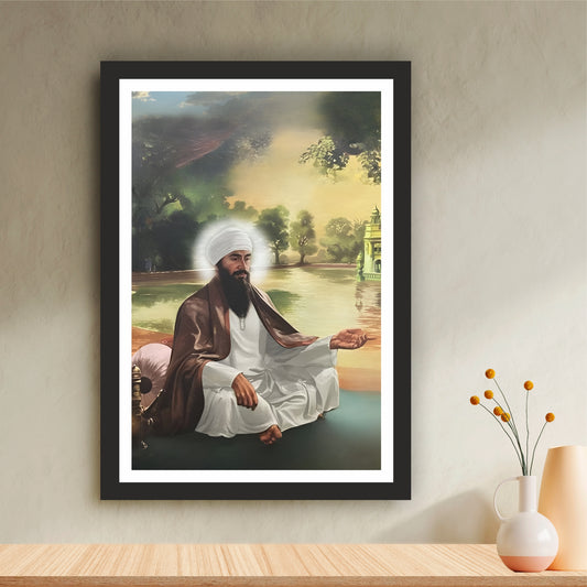 Guru Arjan Dev Ji Meditation Wall Art | Fifth Sikh Guru Spiritual Canvas Painting