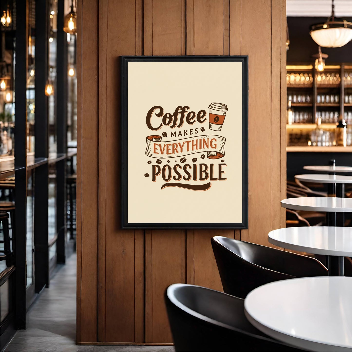 Coffee Makes Everything Possible – Trendy Coffee Wall Frame ☕✨