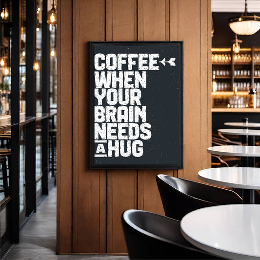 Coffee Hug for the Brain β Motivational Coffee Wall Frame βπ§ π€