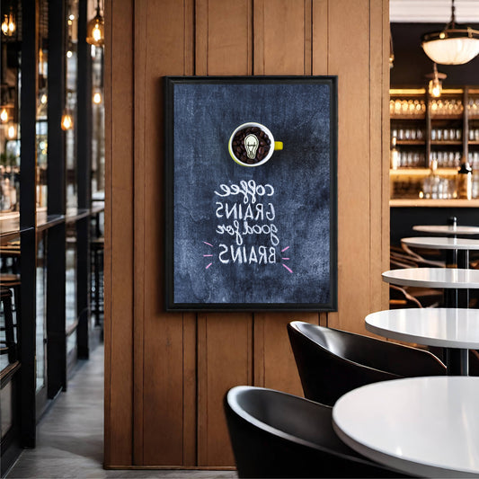 Coffee Grains, Good for Brains β Fun Coffee Wall Frame βπ§ β¨