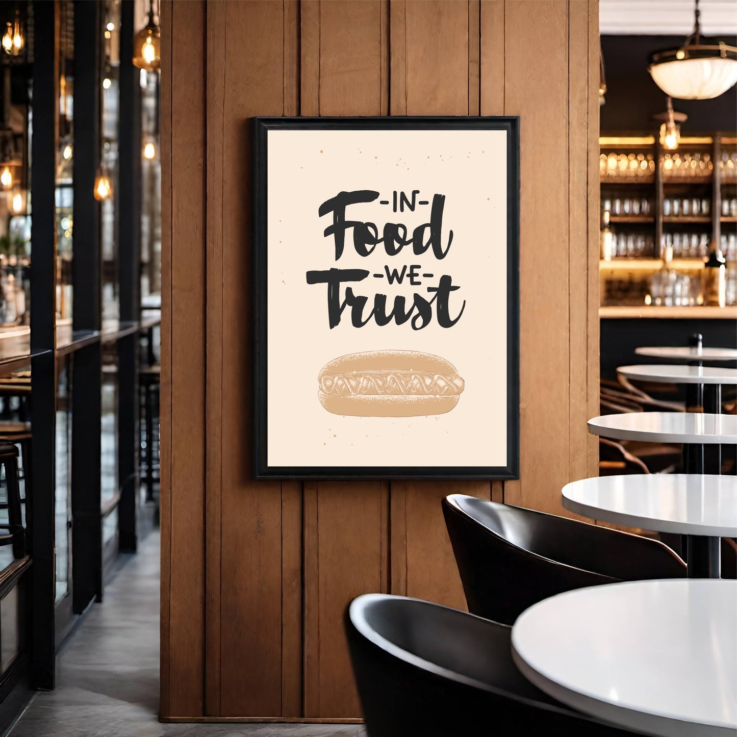 In Food We Trust – Fun Kitchen & Café Wall Frame 🍔✨