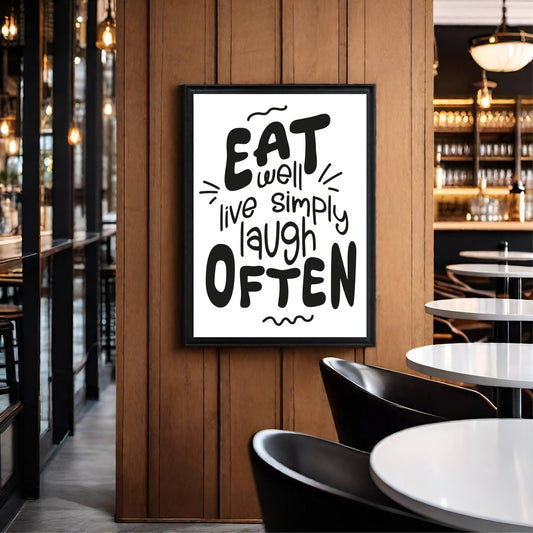 Eat Well, Live Simply, Laugh Often β Minimalist Motivational Wall Frame π€β¨