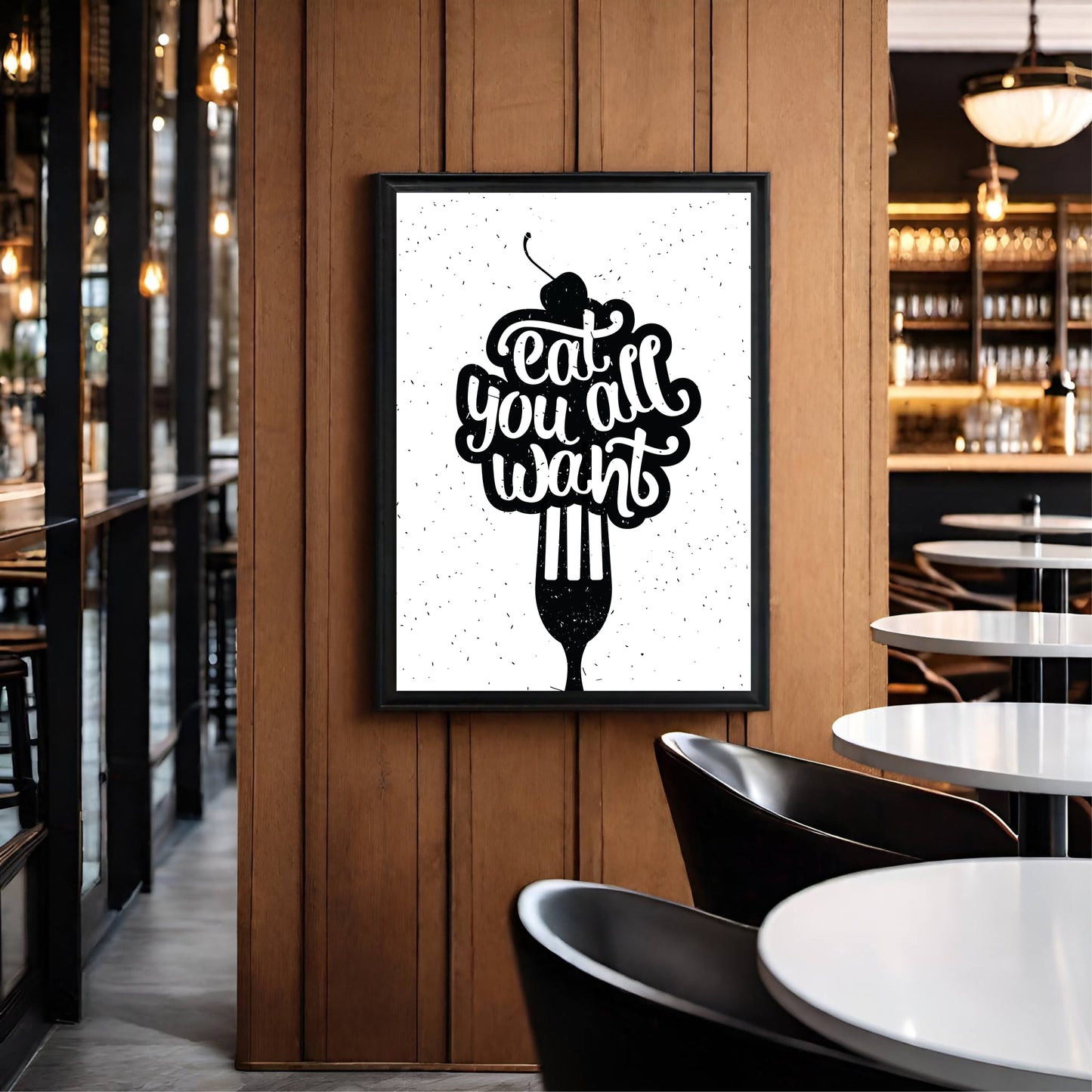 Eat All You Want β Bold Minimalist Food Quote Wall Frame π΄π€