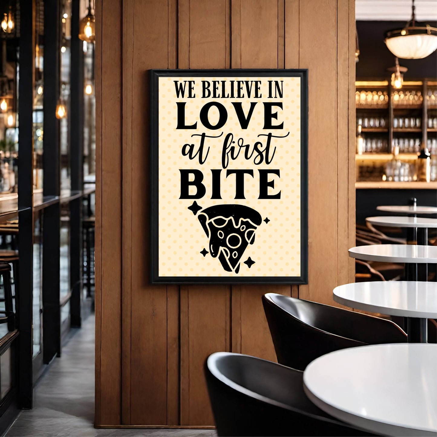We Believe in Love at First Bite β Fun Foodie Wall Frame πβ€οΈ