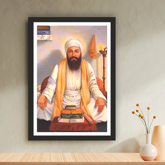 Guru Angad Dev Ji Wall Art | Founder of Gurmukhi Script Canvas | Sikh Spiritual Home Decor | Guru Portrait
