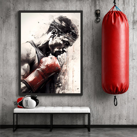 Abstract Boxer Wall Art | Motivational Boxing Canvas | Modern Sports Decor