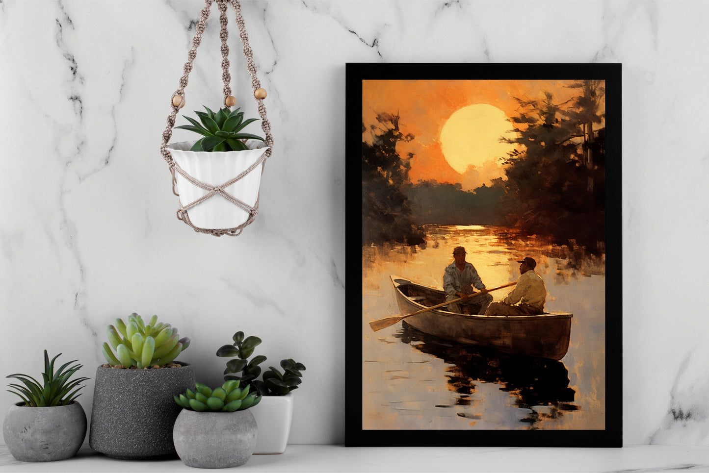 Golden Dusk β Tranquil Boat Ride Wall Frame π
π£ββοΈ