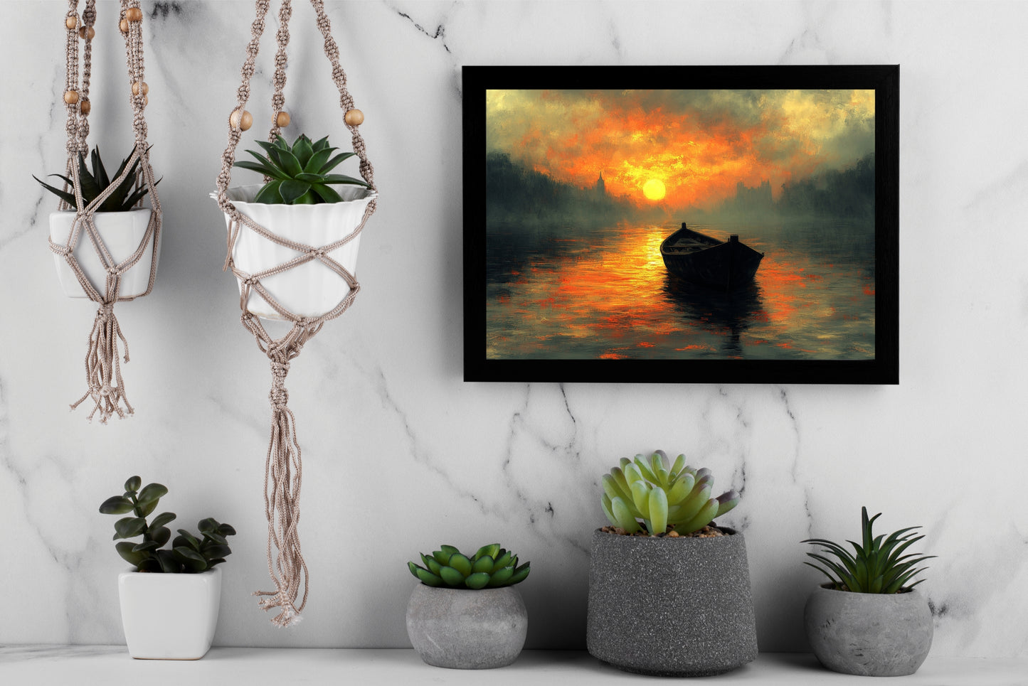 Golden Drift β Boat at Sunset Wall Frame π
π€