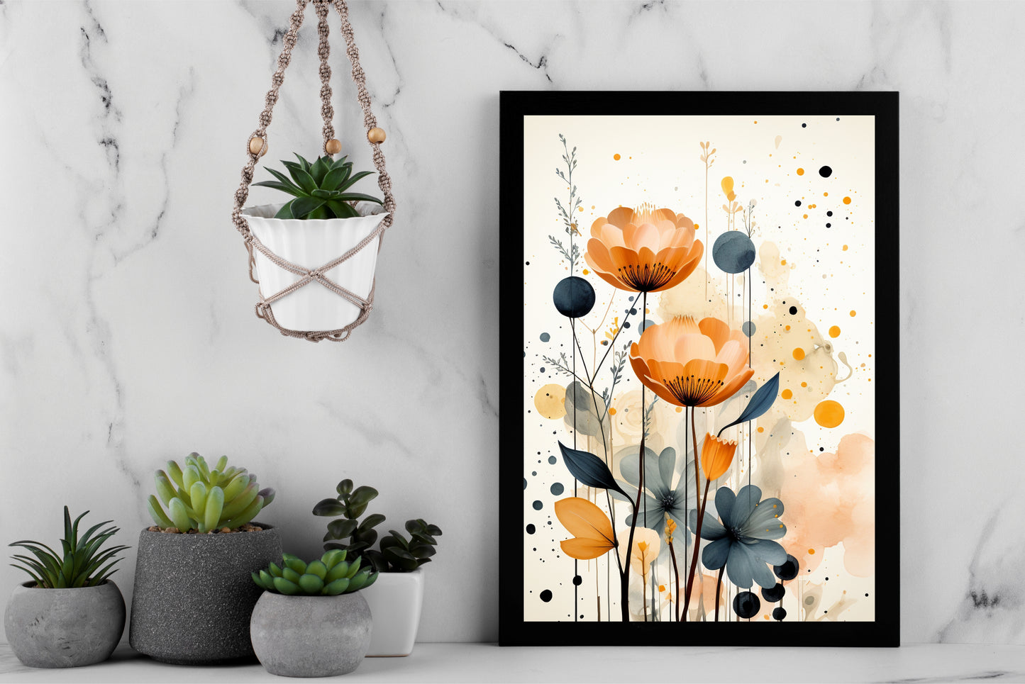 Amber Bloom β Floral Serenity Wall Frame πΌβ¨