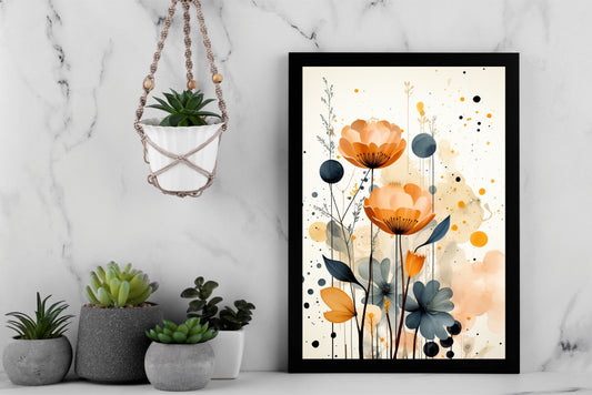 Amber Bloom β Floral Serenity Wall Frame πΌβ¨