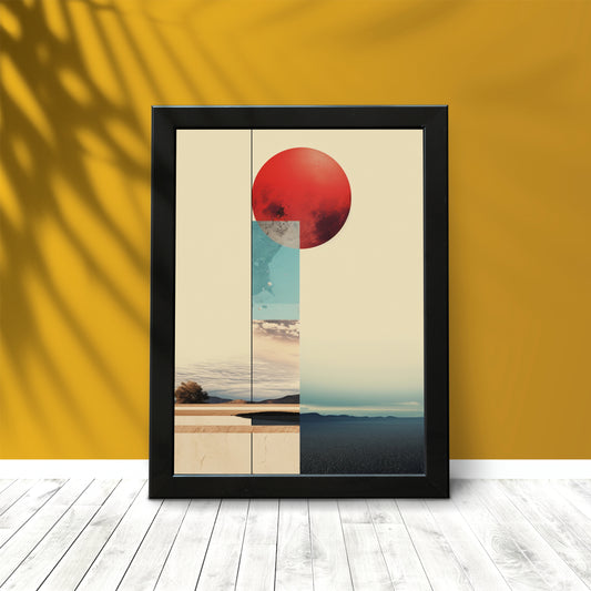 Crimson Horizon Wall Frame – Abstract Elegance for Modern Spaces 🌅
