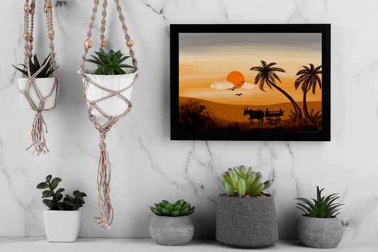 Golden Dusk โ Rural Harmony Wall Frame ๐พ๐งก
