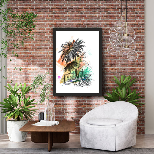 Travel Wall Art | Need a Vacation Tropical Adventure Illustration
