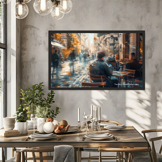 Coffee Waits Wall Art | Urban Café Canvas Print | Modern Coffee Shop Decor