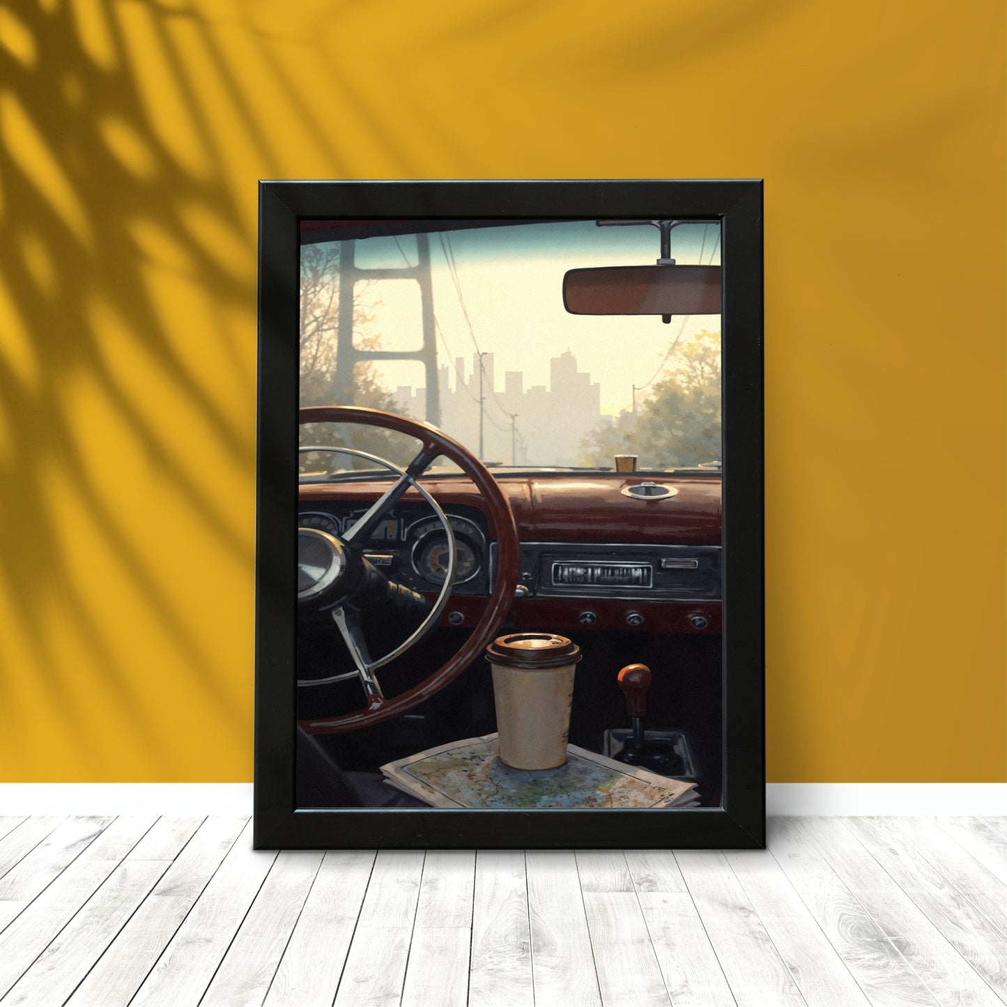 “City Drive Nostalgia” Wall Art Photo Frame – Retro Road Trip Vibes