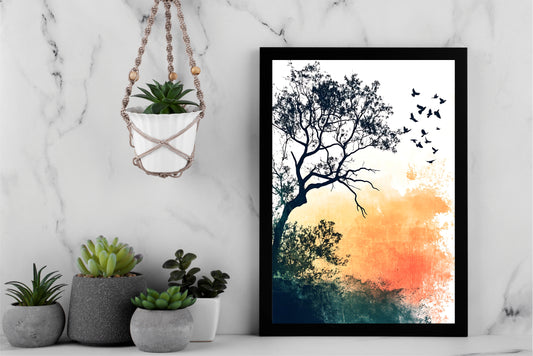 Silent Sunrise – Birds & Tree Wall Art 🌅🕊️