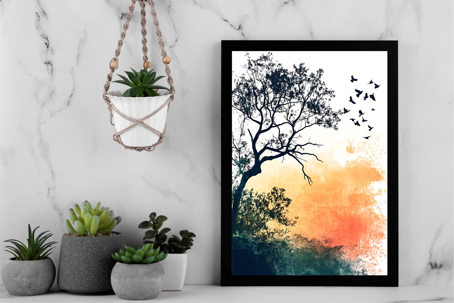 Silent Sunrise β Birds & Tree Wall Art π
ποΈ