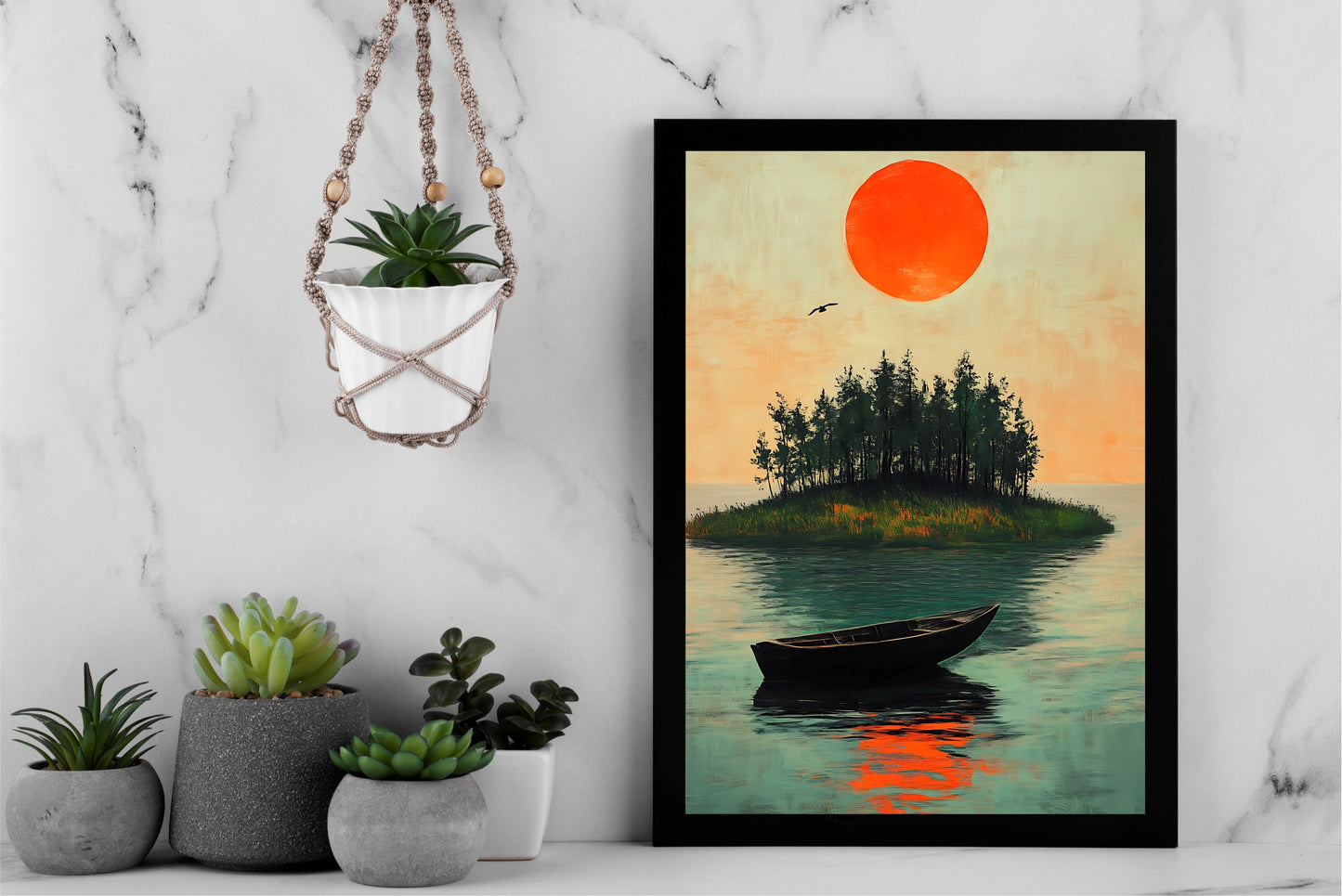 Isolated Serenity β Boat & Island Sunset Art π
π£ββοΈ