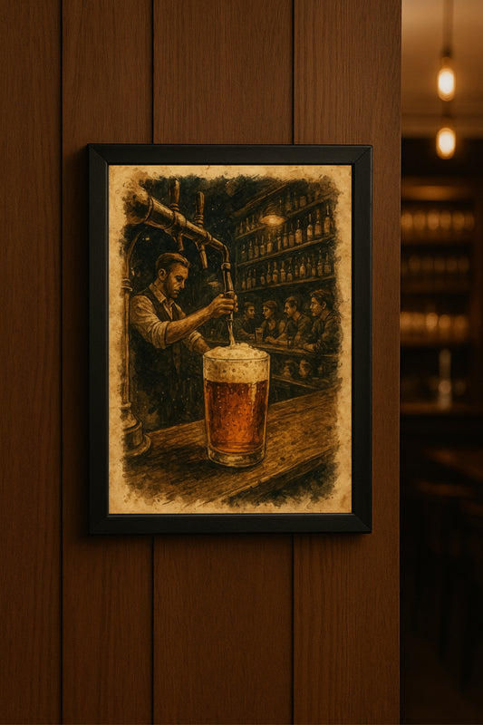 “Vintage Pour – The Classic Pub Moment” 🍺🕯️