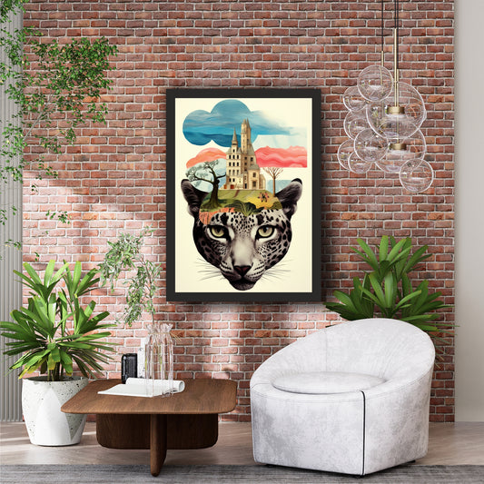 Leopard Surrealism Wall Art | Fantasy Animal & Castle Collage