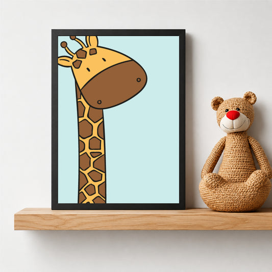 Cute Giraffe Wall Art | Baby Giraffe Kids Poster | Minimalist Nursery Animal Decor
