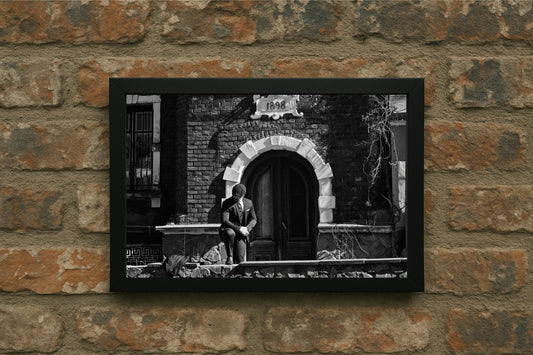 “Old Entry Silence – Vintage Street Frame” 🖤🏛️