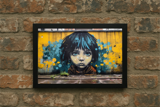 “Urban Innocence Wall Art Photo Frame – Street Art Portrait Frame”