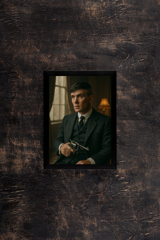 “The Iron Strategist – Vintage Gangland Portrait Frame” 🖤🔫