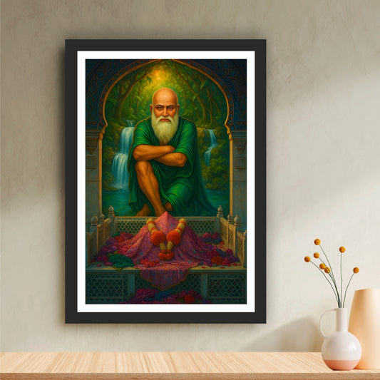 Hazrat Baba Tajuddin Auliya Wall Art | Nagpur Sufi Saint Artwork | Islamic Spiritual Shrine Decor | Devotional Home Wall Frame