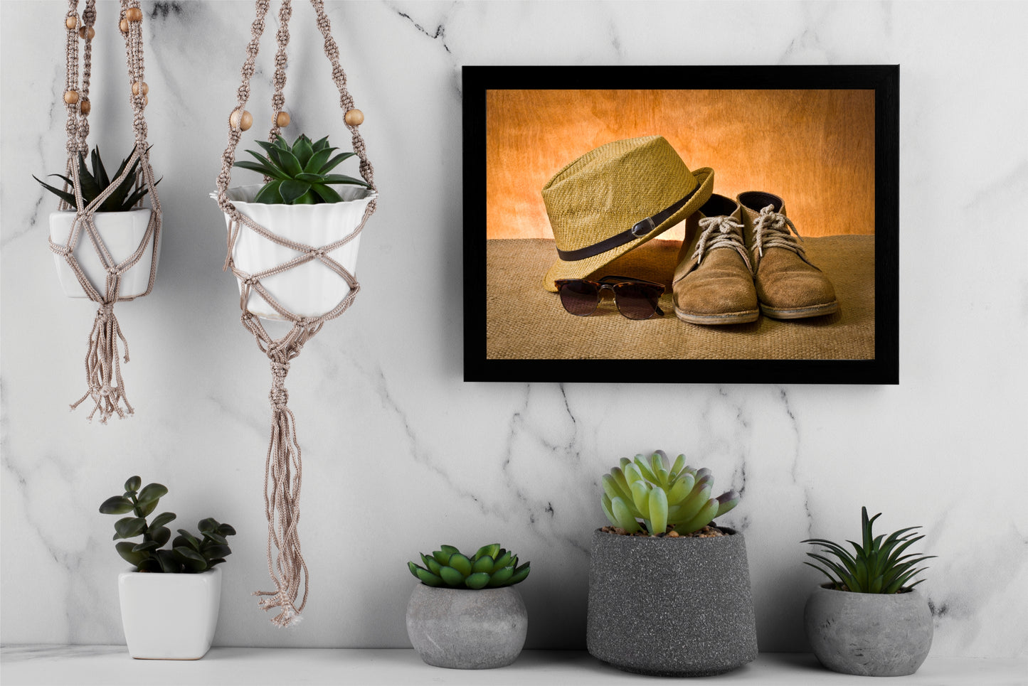 “Vintage Traveler Set – Classic Lifestyle Art” 🎩👞✨