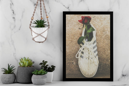 “Sole & Rose – Minimal Romantic Art Frame” 🌹👟✨