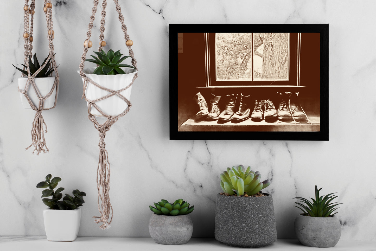“Window Soles – Sepia Vintage Shoe Art Frame” 🤎👢🪟