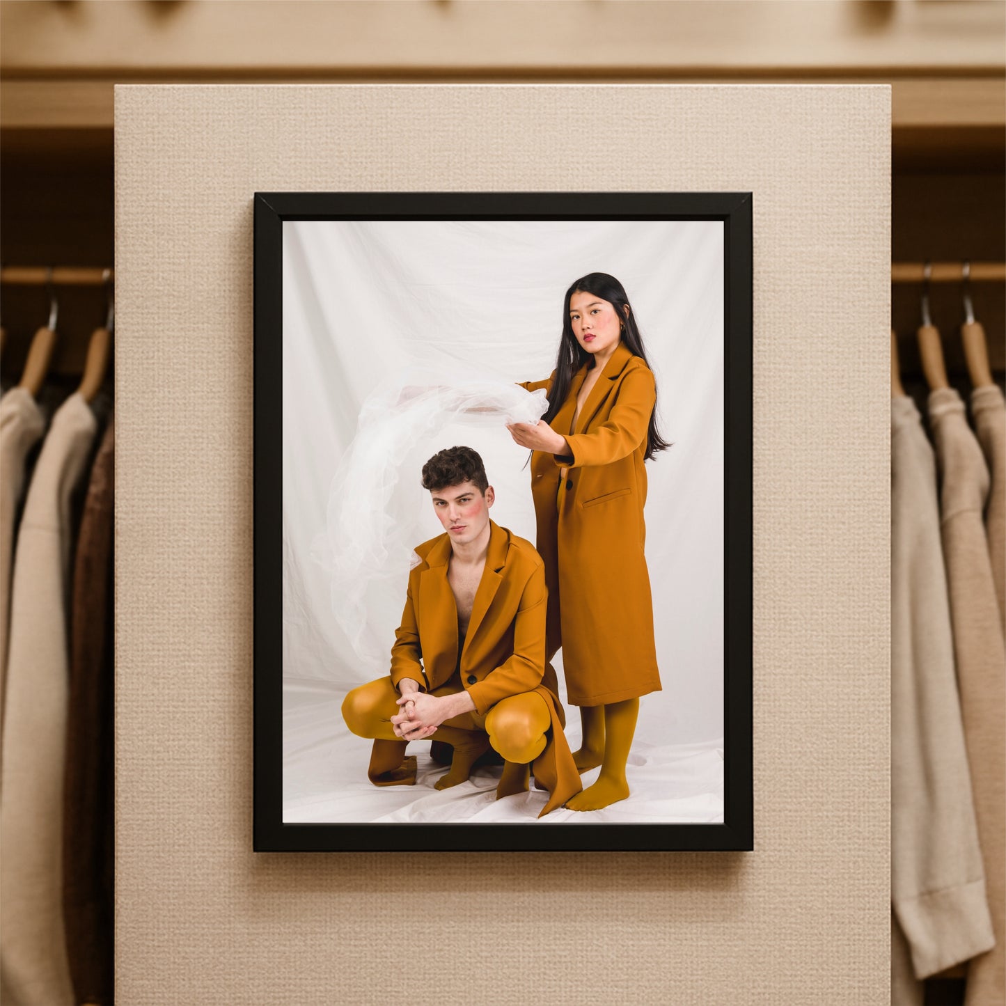 “Dual Harmony – Modern Concept Portrait Art Frame” ✨🟡🎭