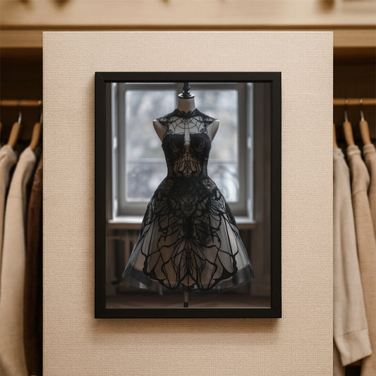 “Midnight Lace – Couture Silhouette Art Frame” 🖤✨👗