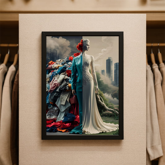 “Dual Realms – Fashion Metamorphosis Art Frame” 🌪️✨👗