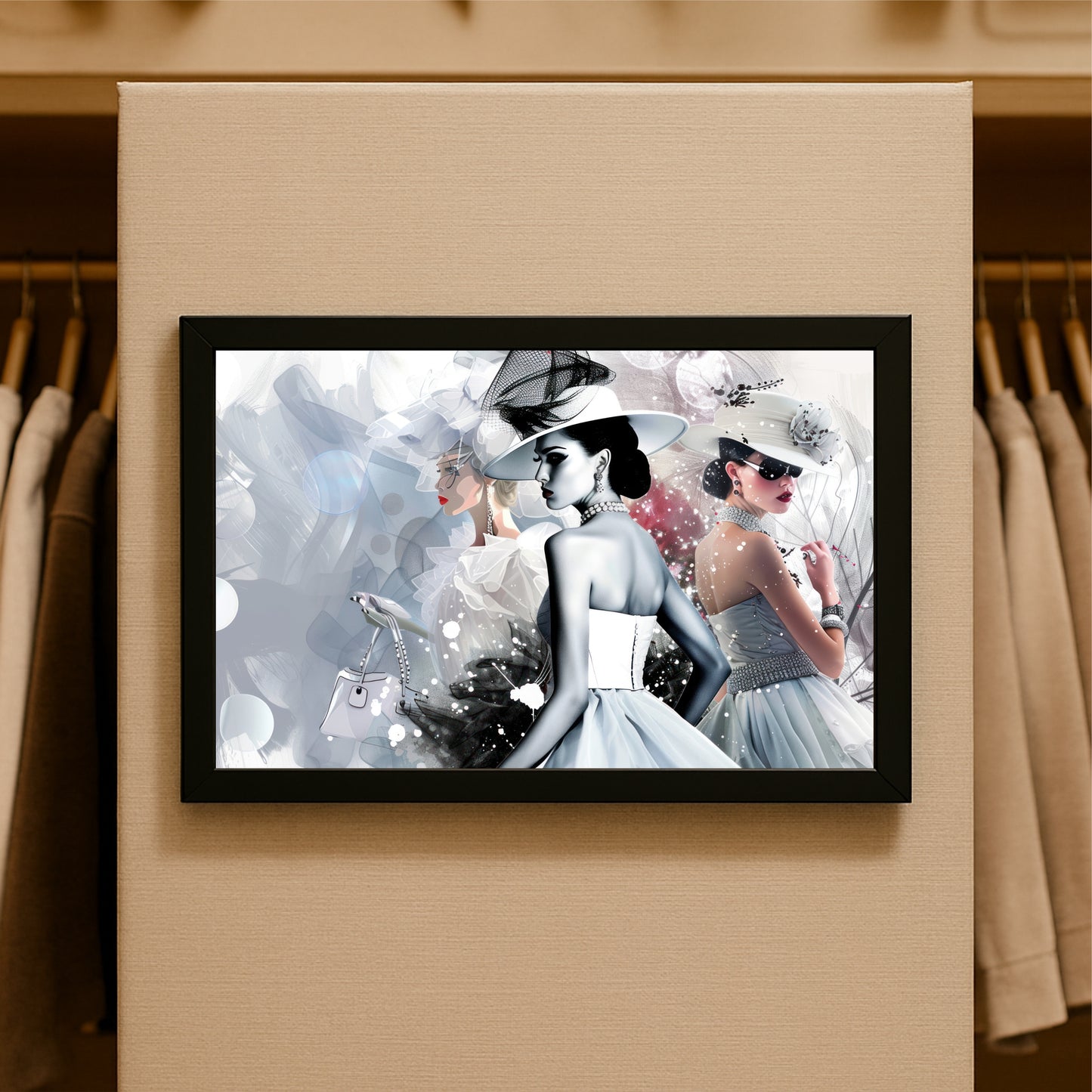 “White Elegance – Vintage Couture Fashion Art Frame” 👗✨🌸