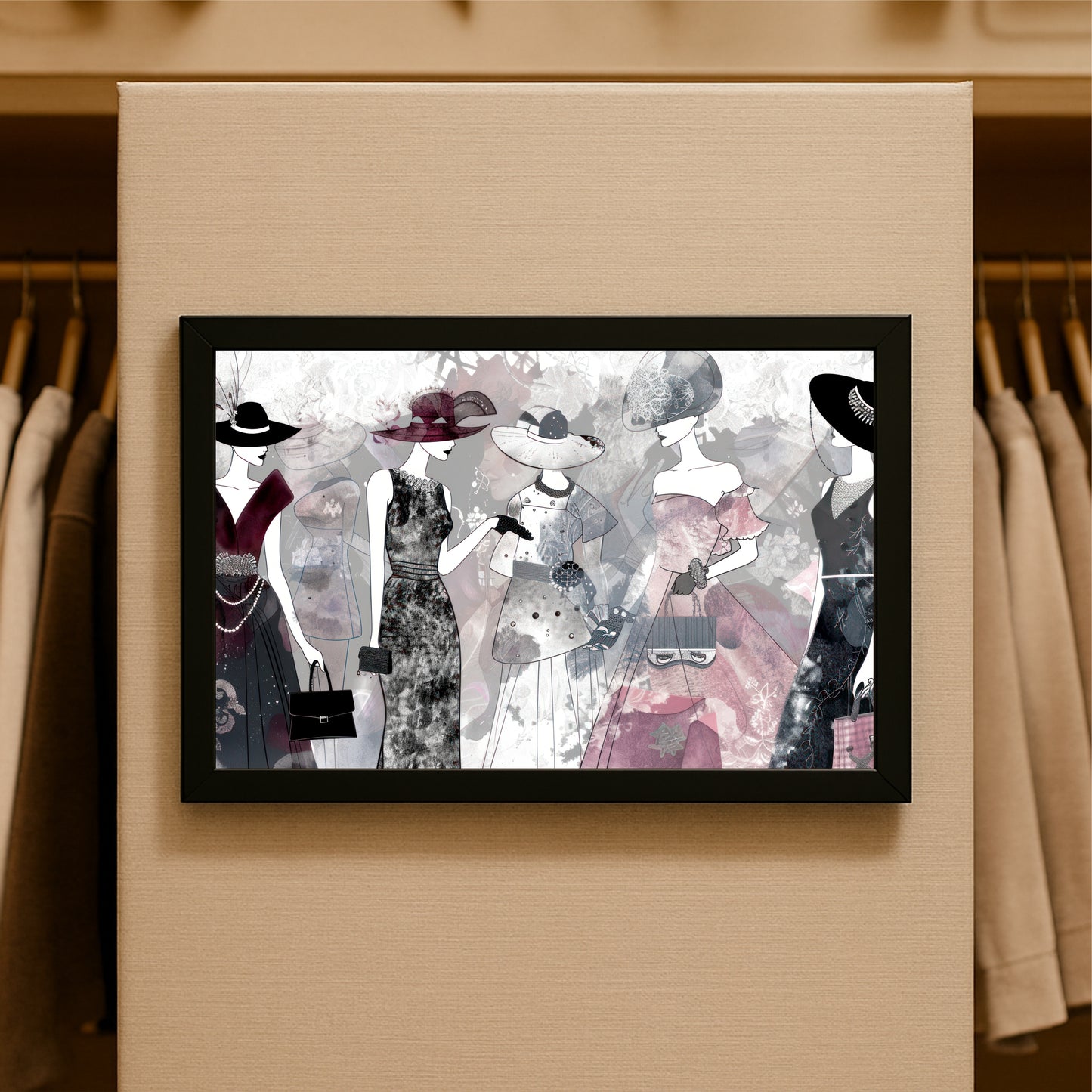 “Vintage Vogue Ensemble – Classic Ladies Fashion Art Frame” 👒✨