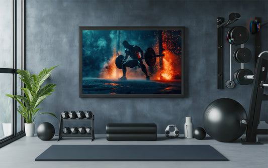 Ignite the Lift – Fire & Power Gym Art Frame 🔥🏋️♂️