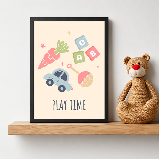 Play Time Kids Wall Art | Cute Toys & Learning Nursery Print